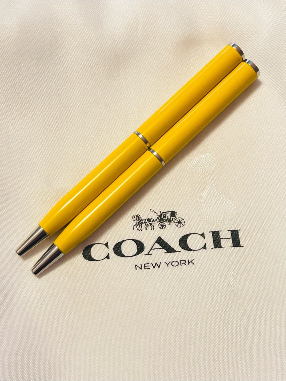 Coach Yellow and Silver Tone Pens/ Keychain/ Bag Charm (PRICE IS FOR ONE)
